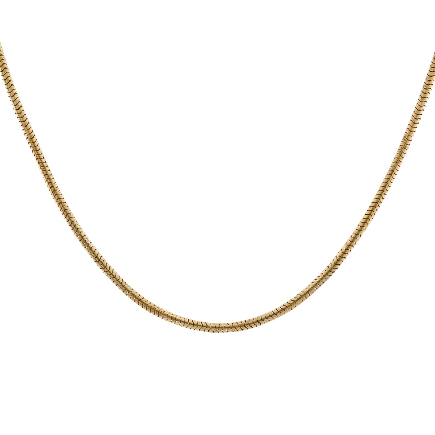 Antique 18ct Gold Gaspipe Snake Chain Necklace with Engraved Barrel Clasp