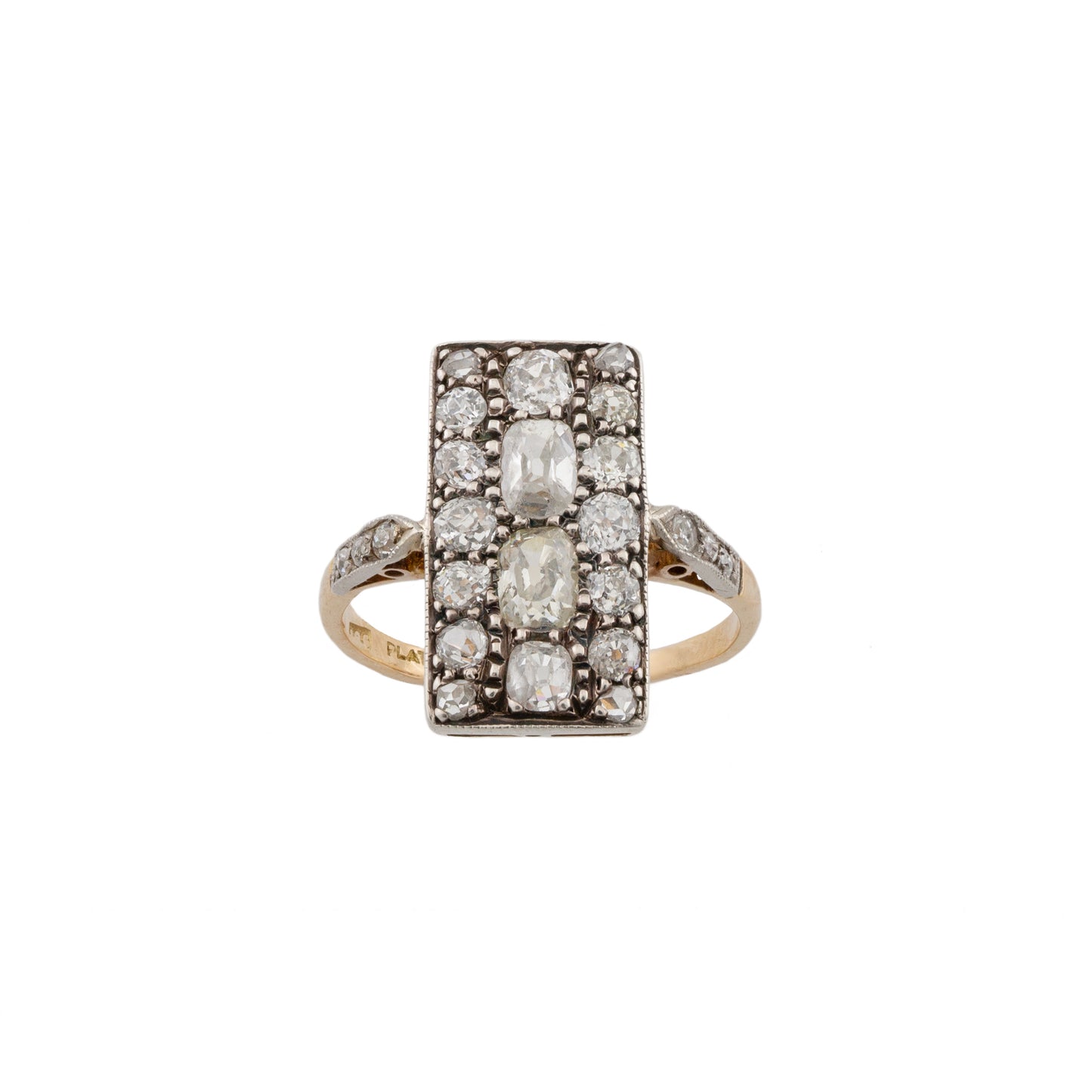 Early Art Deco Diamond Plaque Ring in 18ct Gold & Platinum