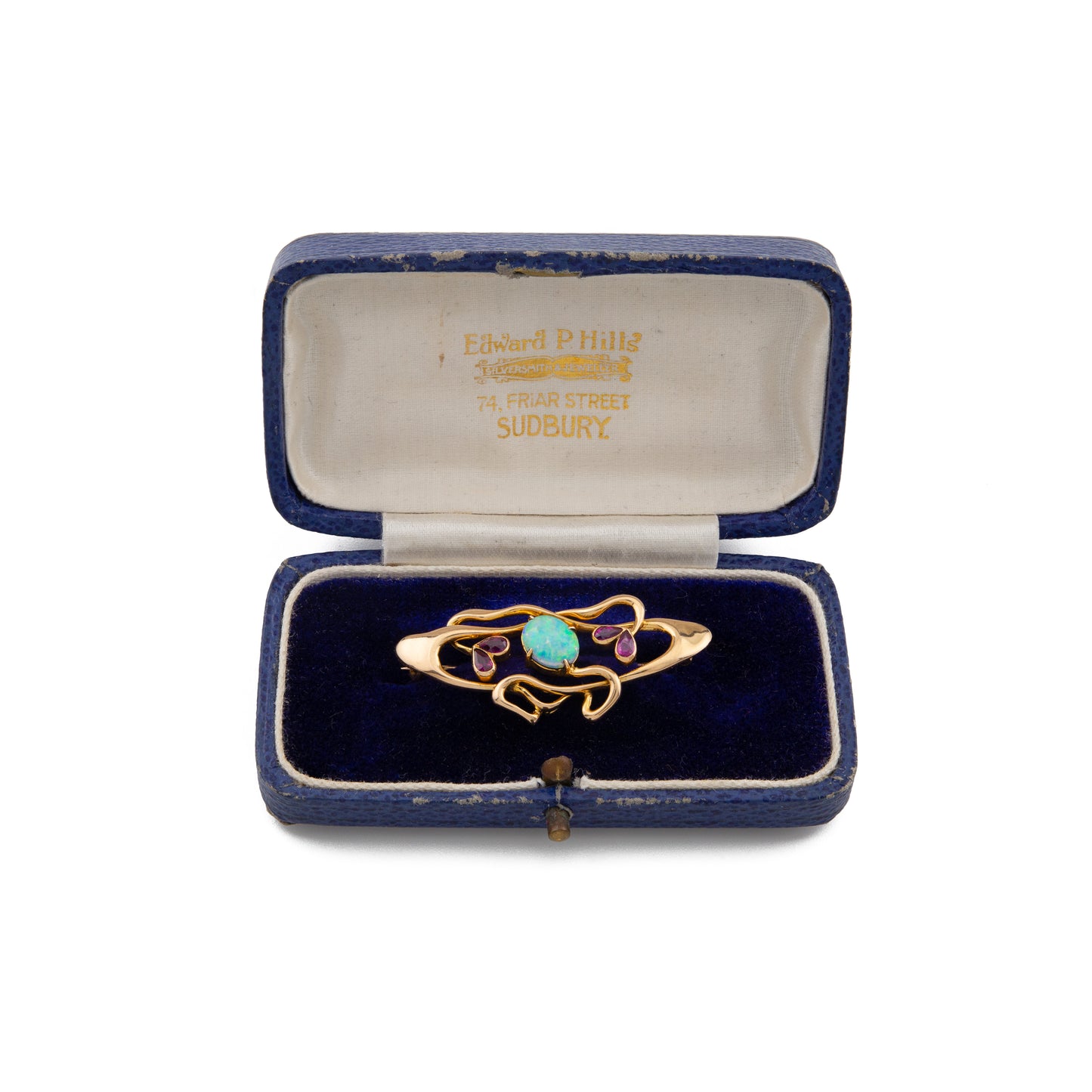 Opal and Ruby Arts & Crafts Brooch in 15ct Gold