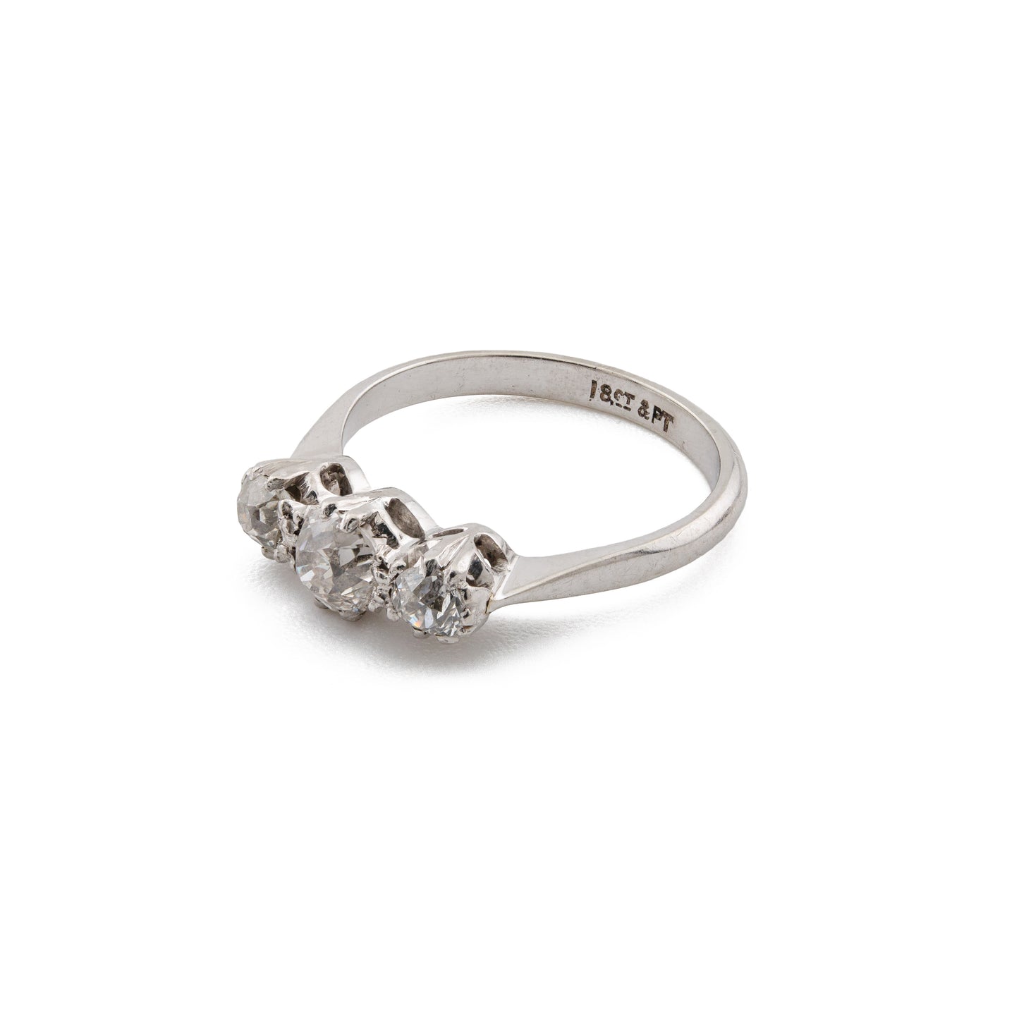 Mid-Century Diamond Trilogy Ring in 18ct White Gold & Platinum