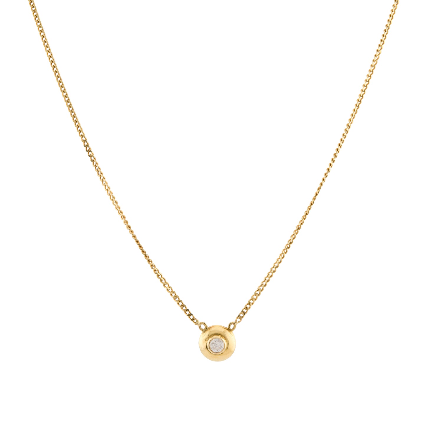 Vintage 18ct Yellow Gold Rubover Diamond Necklace