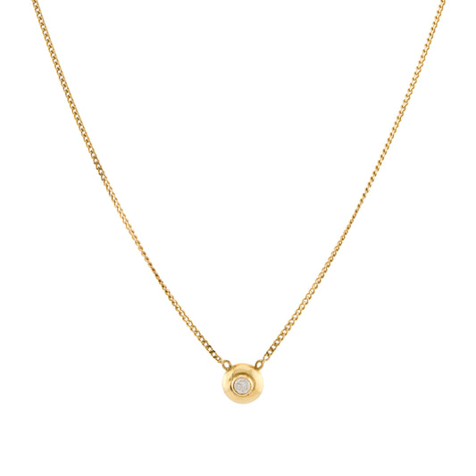 Vintage 18ct Yellow Gold Rubover Diamond Necklace